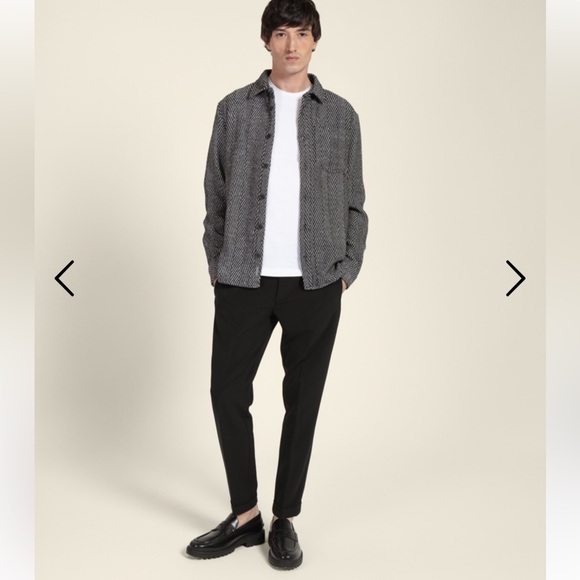 LARSSON & CO Black Herringbone Overshirt Men’s  Size Large Regular WORN ONCE - Picture 5 of 16